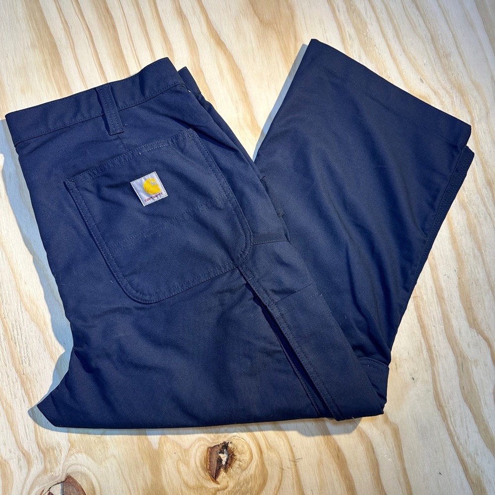 Carhartt Men 34x26 capri Navy Blue Loose Fit Rugged Flex Cargo Work Pants